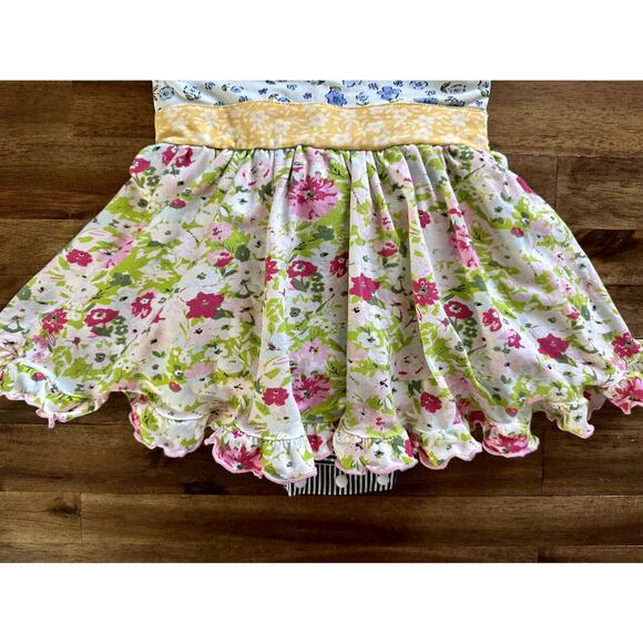 SweetHoney Belle Bubble Romper Proper Floral Sleeveless Blue Yellow Green 2T - Picture 4 of 11